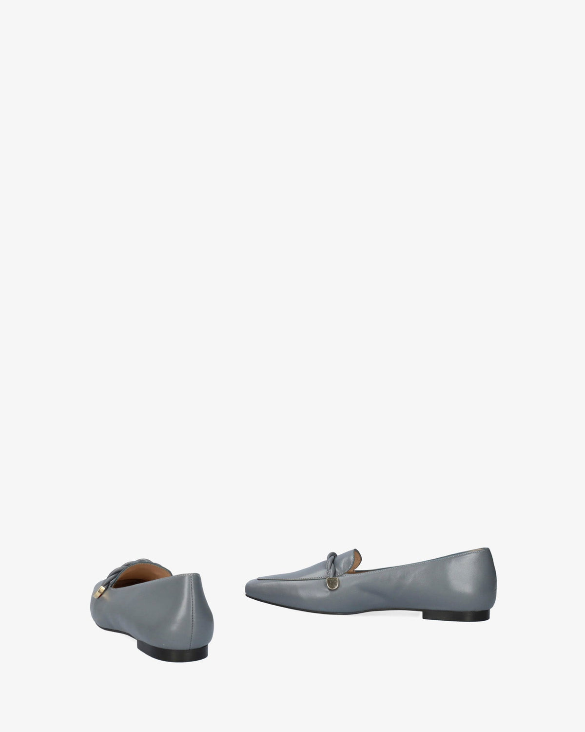 Grey leather loafers