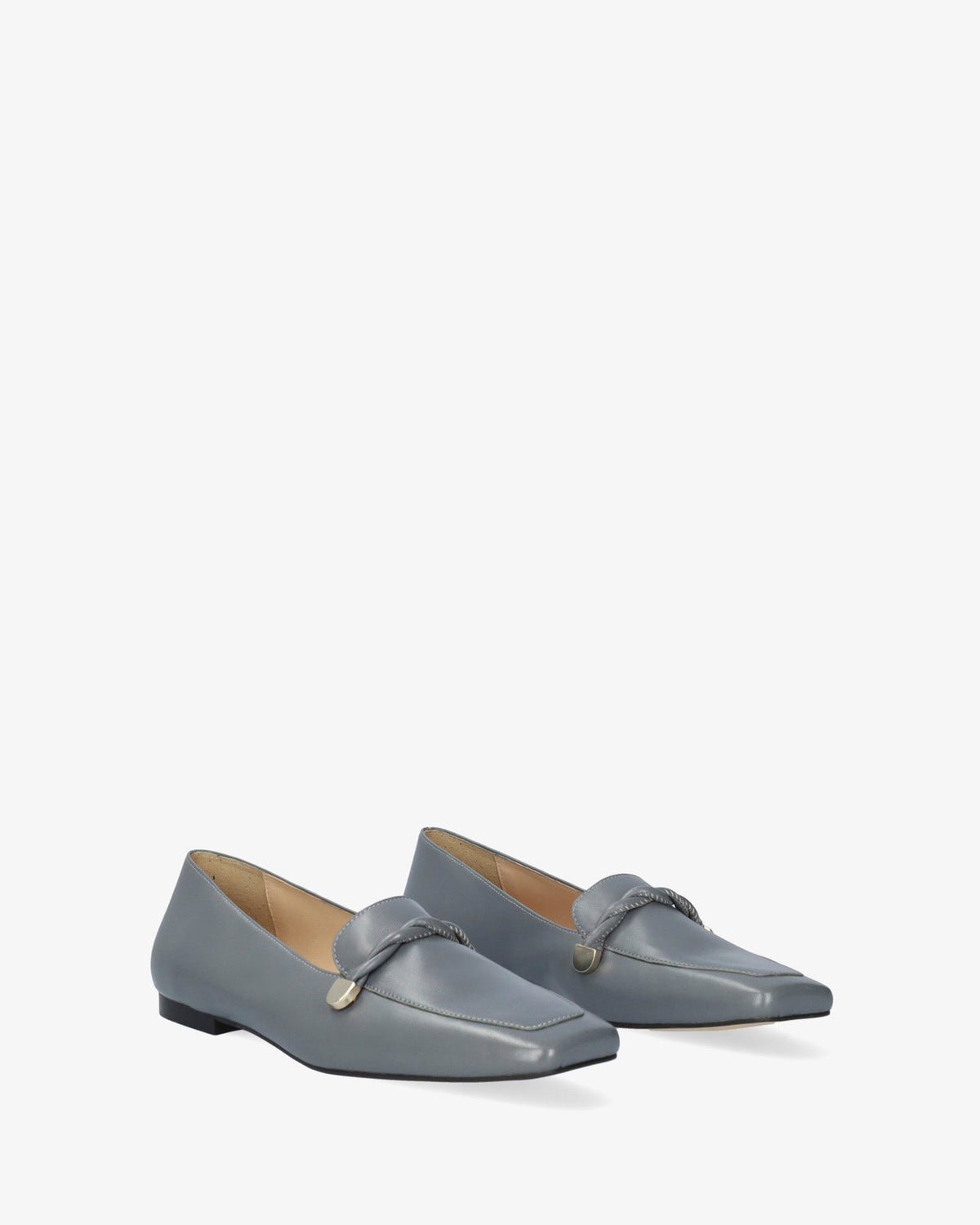 Grey leather loafers