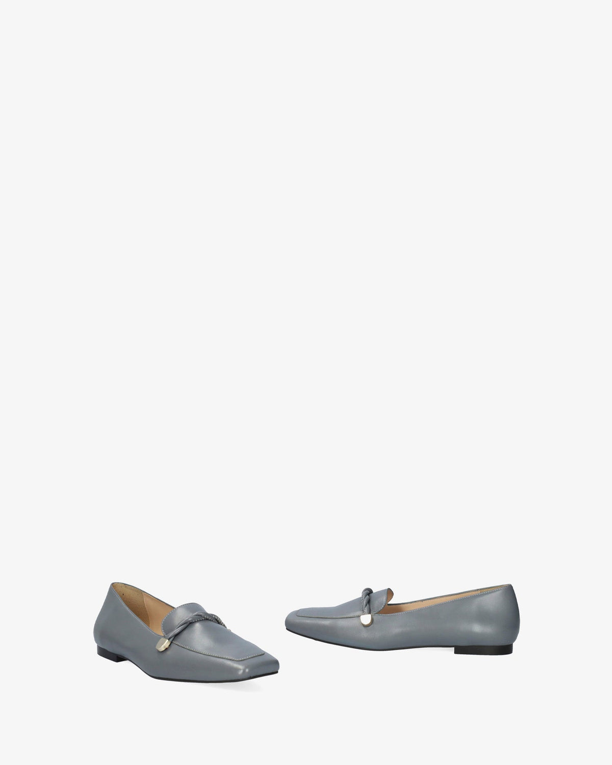 Grey leather loafers