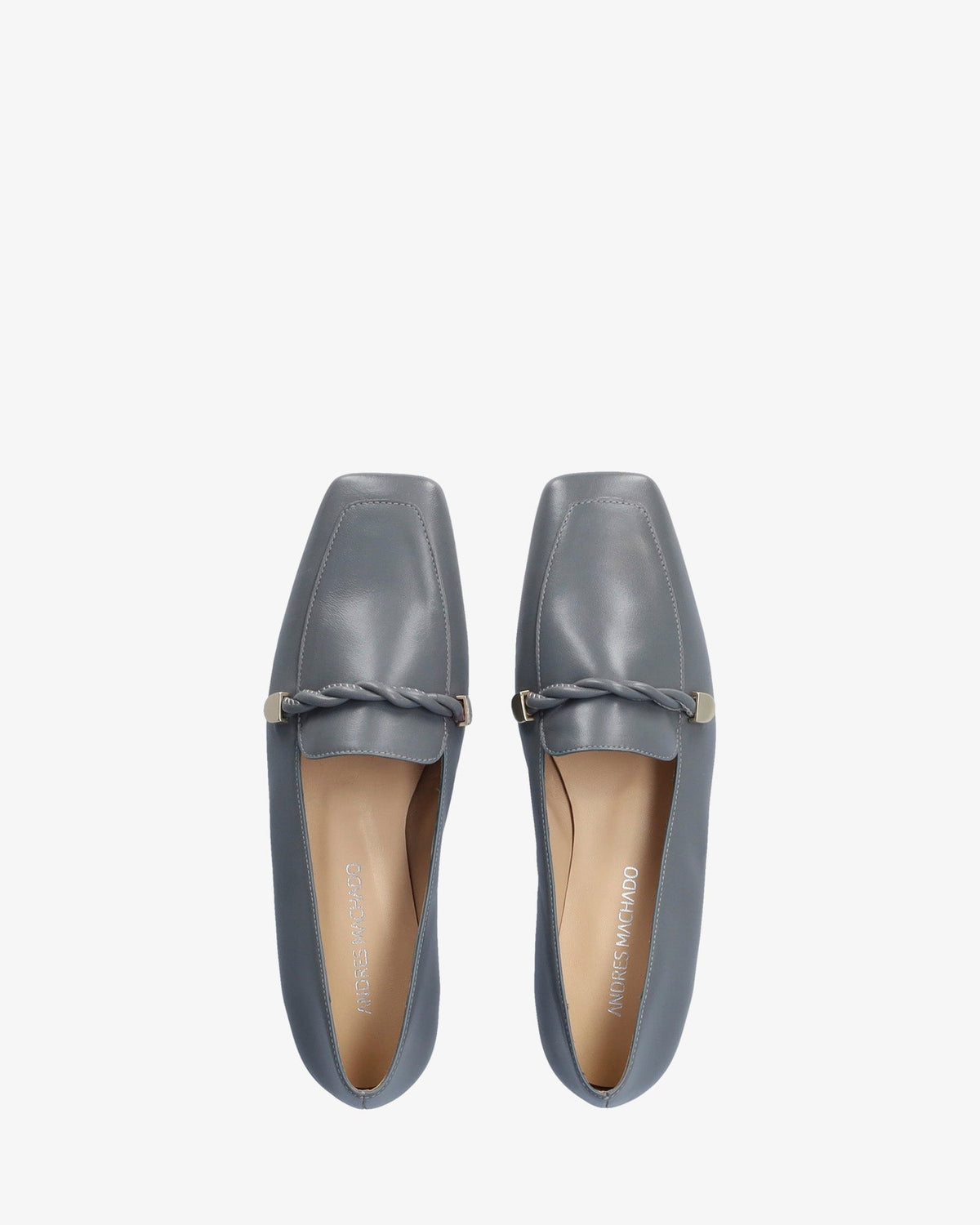 Grey leather loafers