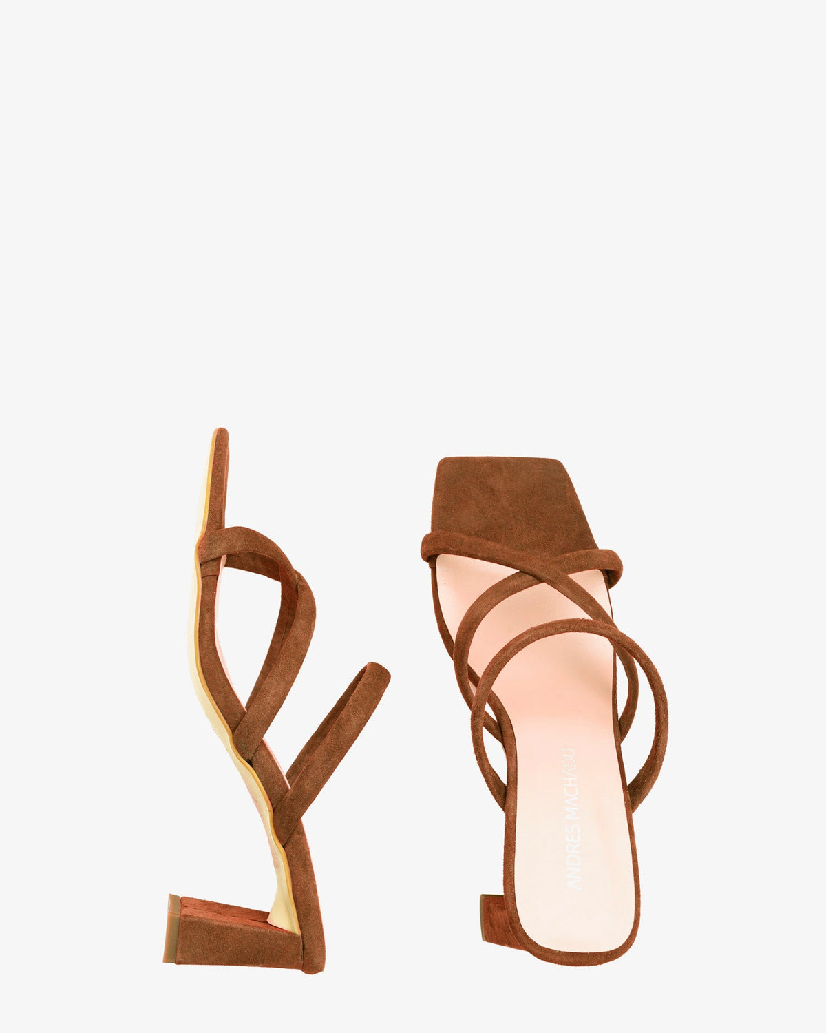 Square toe suede leather heeled mule