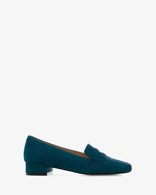 Moccasins in Blue Split Leather