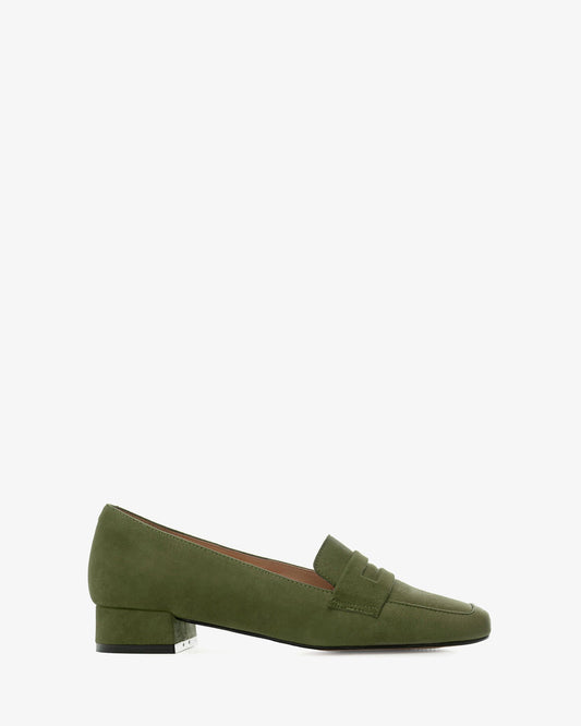 Moccasins in Olive Green Split Leather