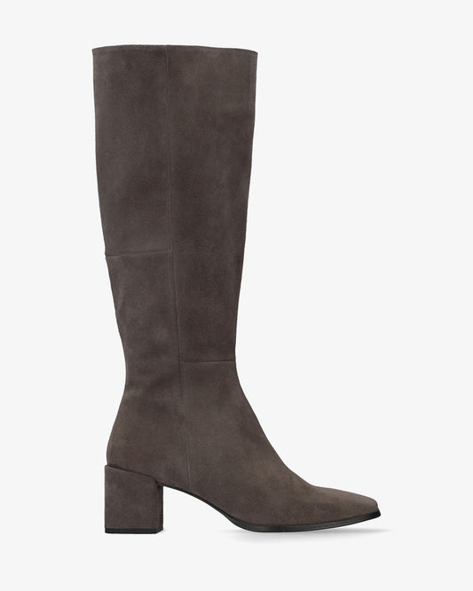 Heeled Boots in Grey split Leather