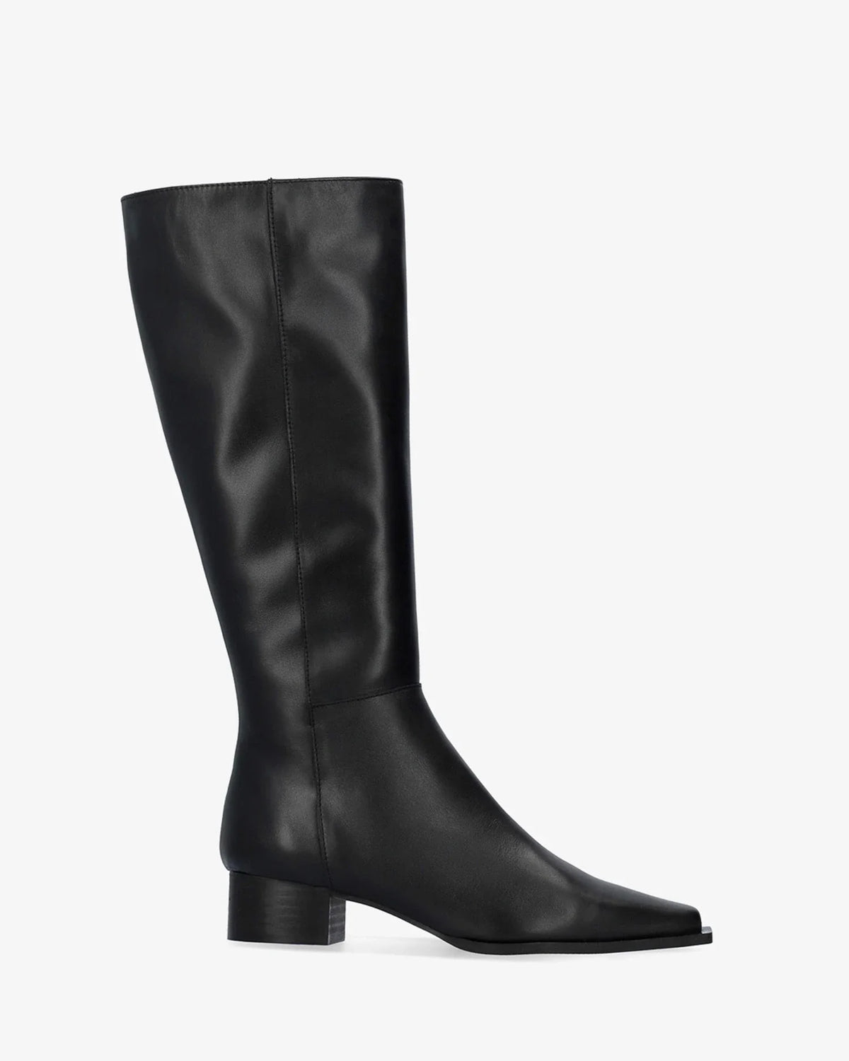 Bota alta de piel negro