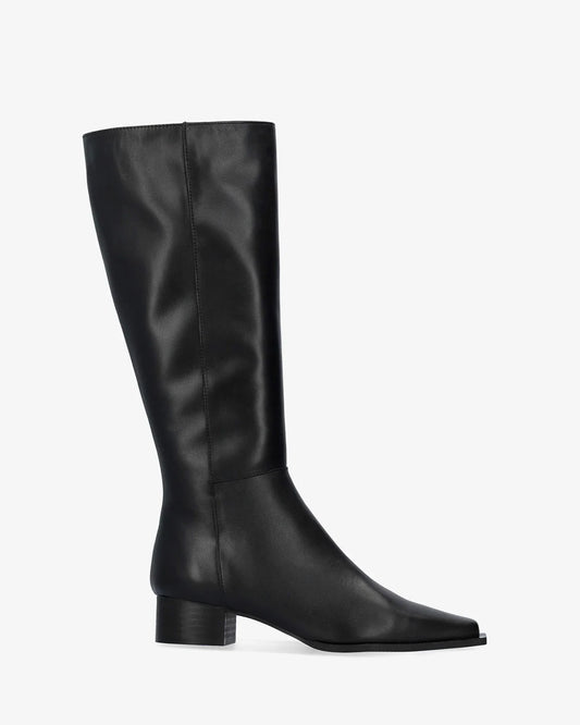 Black leather high boot