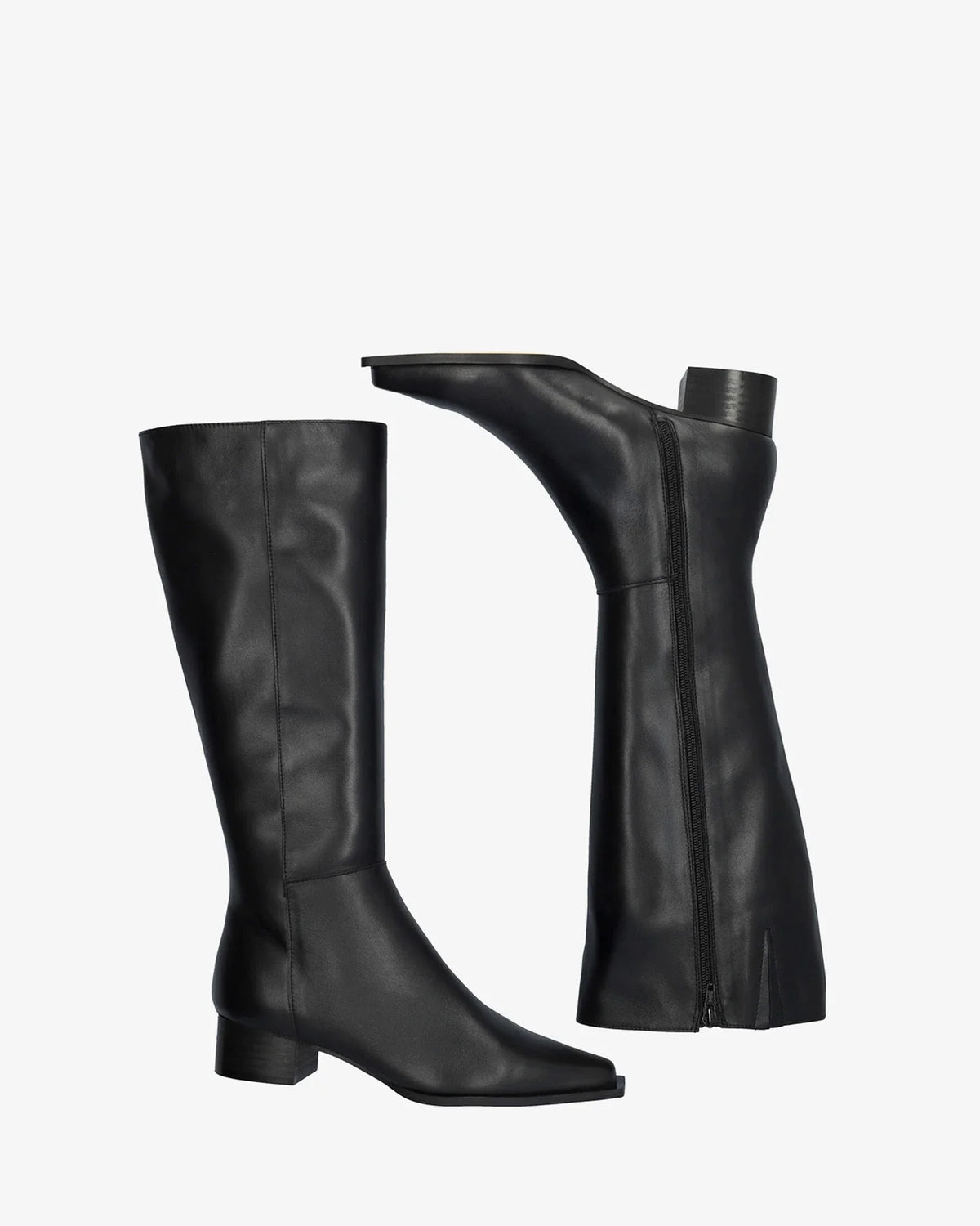 Bota alta de piel negro
