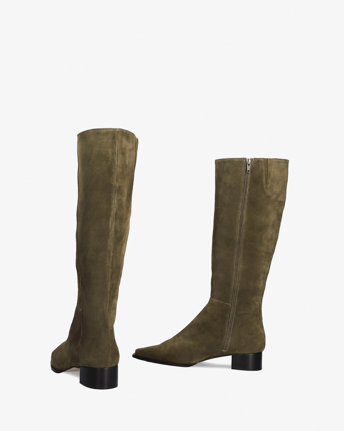 Bota alta en serraje de color kaki