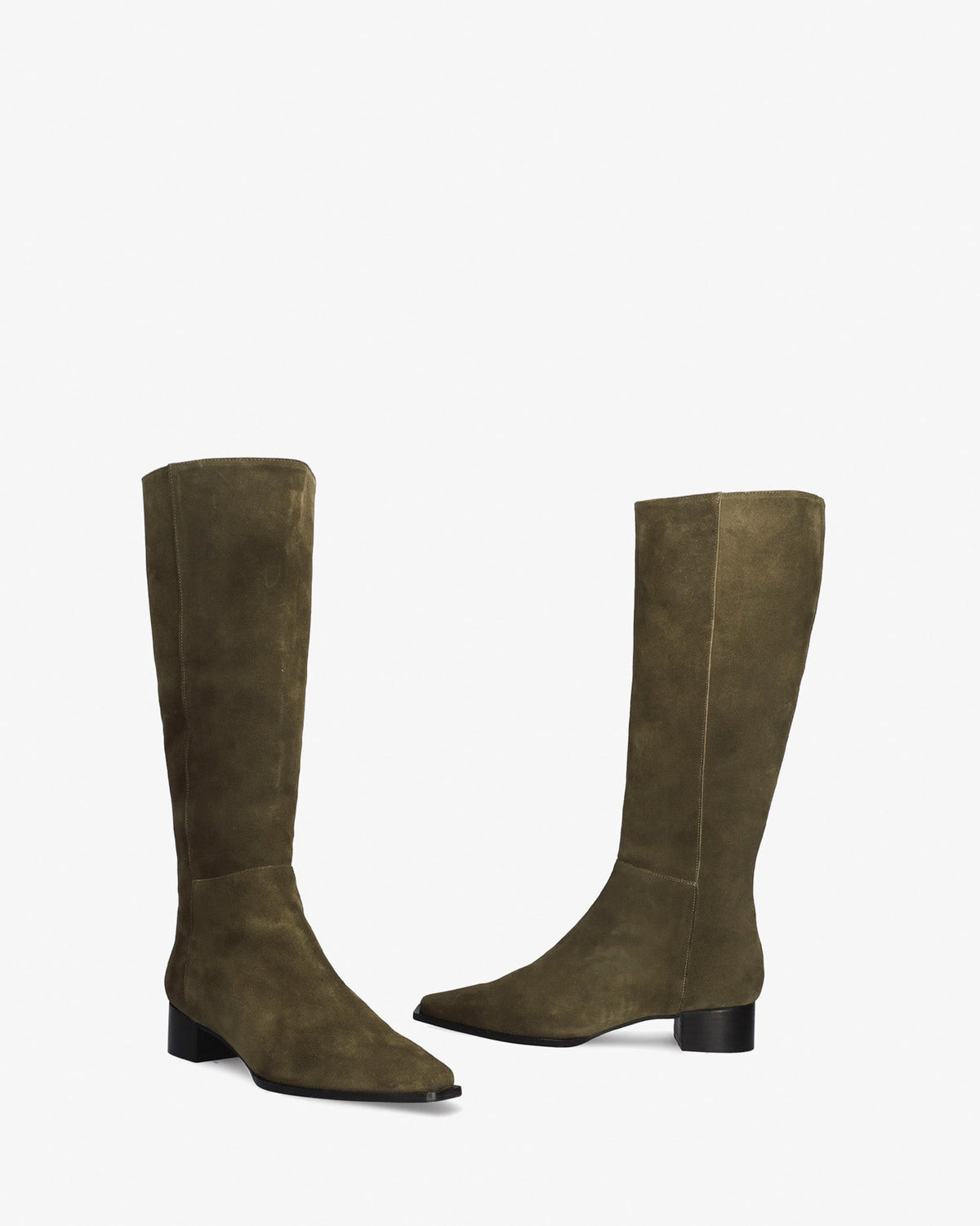 Bota alta en serraje de color kaki