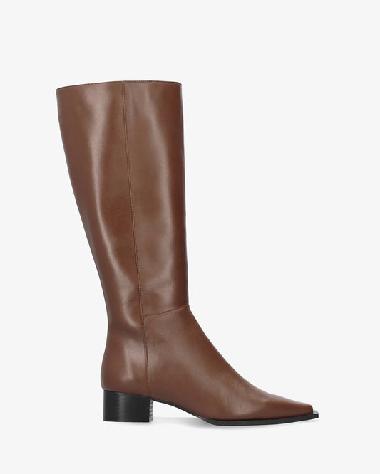 Brown leather high boot