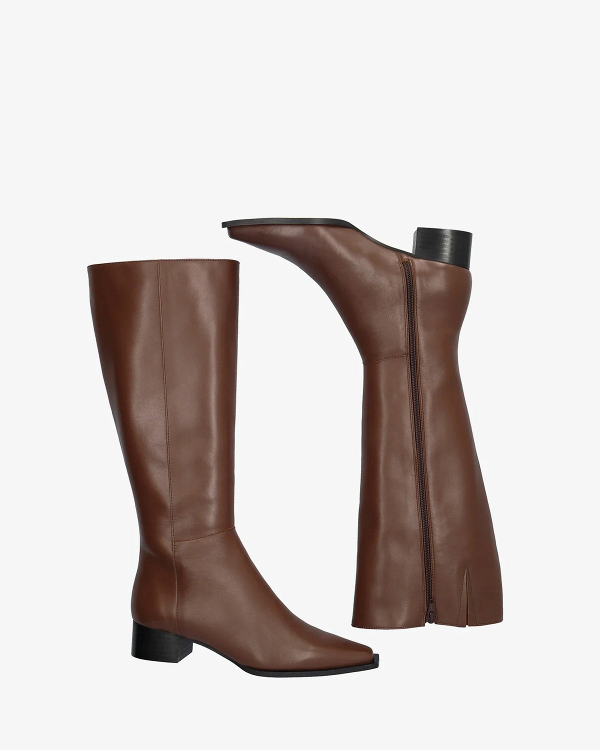 Bota alta de piel marrón