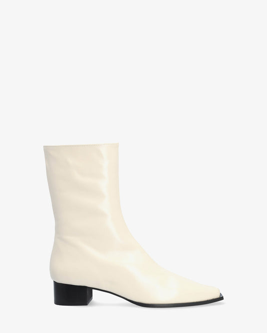 Ice-colored leather heeled boot