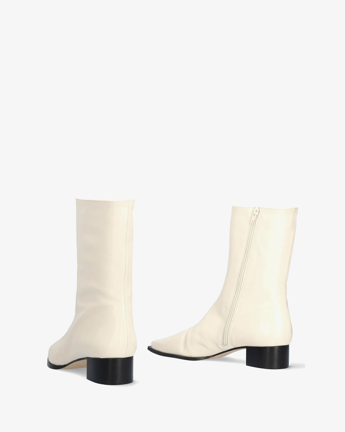 Ice-colored leather heeled boot
