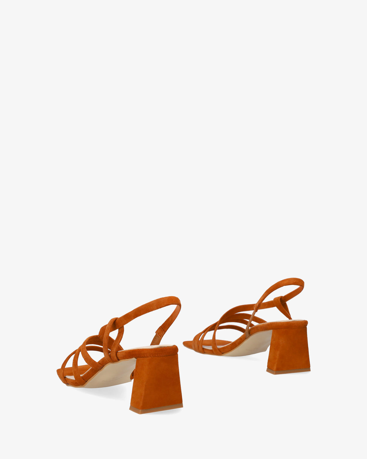 square-toe suede strappy sandals in a leather color