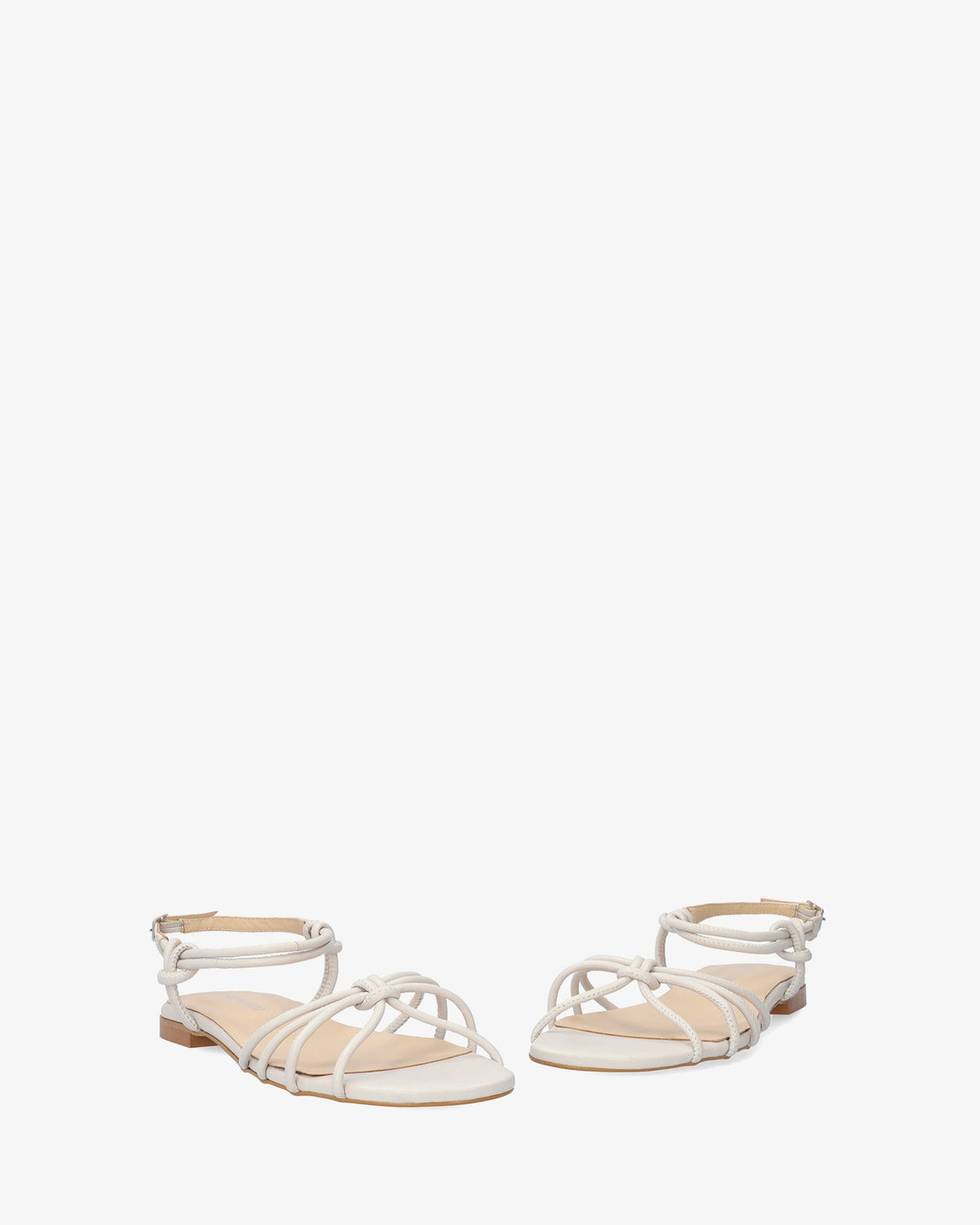 Sandalia plana en piel gris
