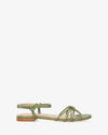 Flat sandals in Khaki Leather