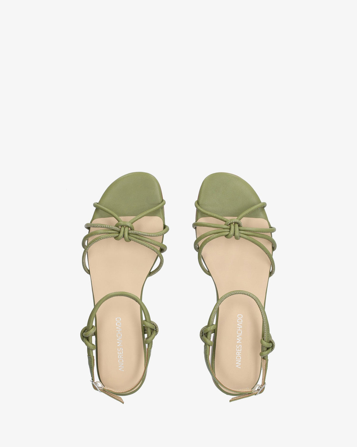 Flat sandals in Khaki Leather