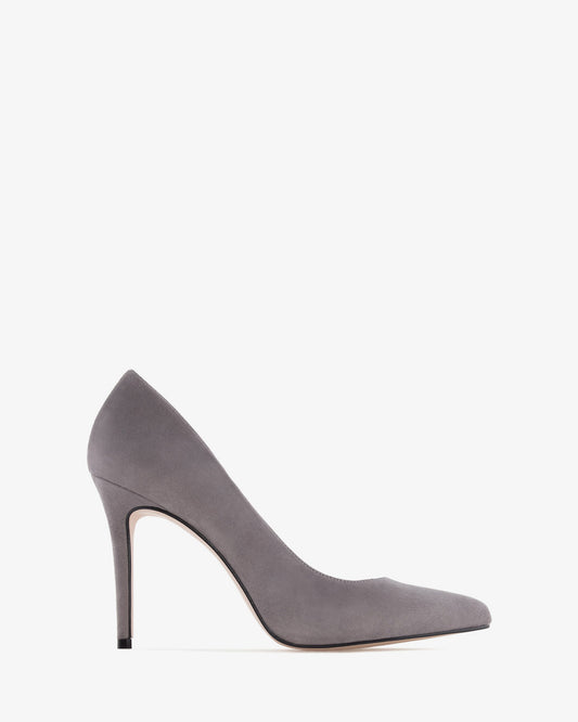 Zapato tacón de ante gris