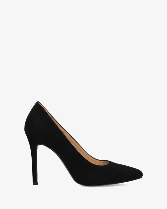 Heeled Shoes in Black Suede Leather