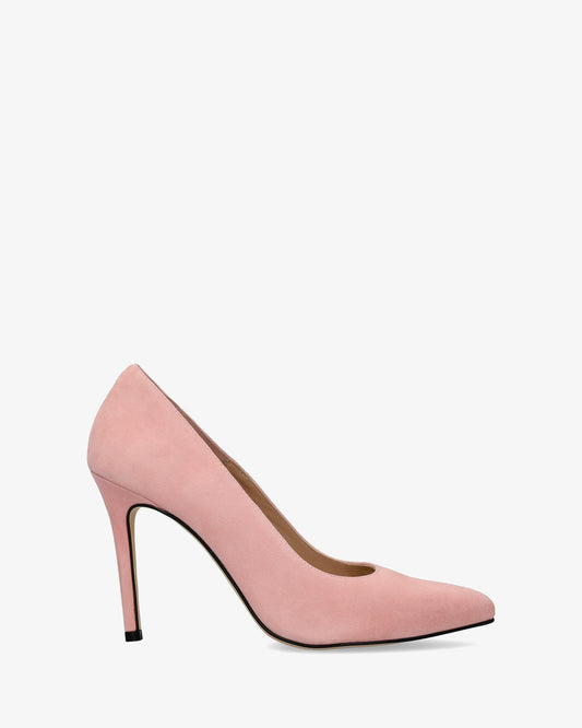 Pink suede heeled shoe