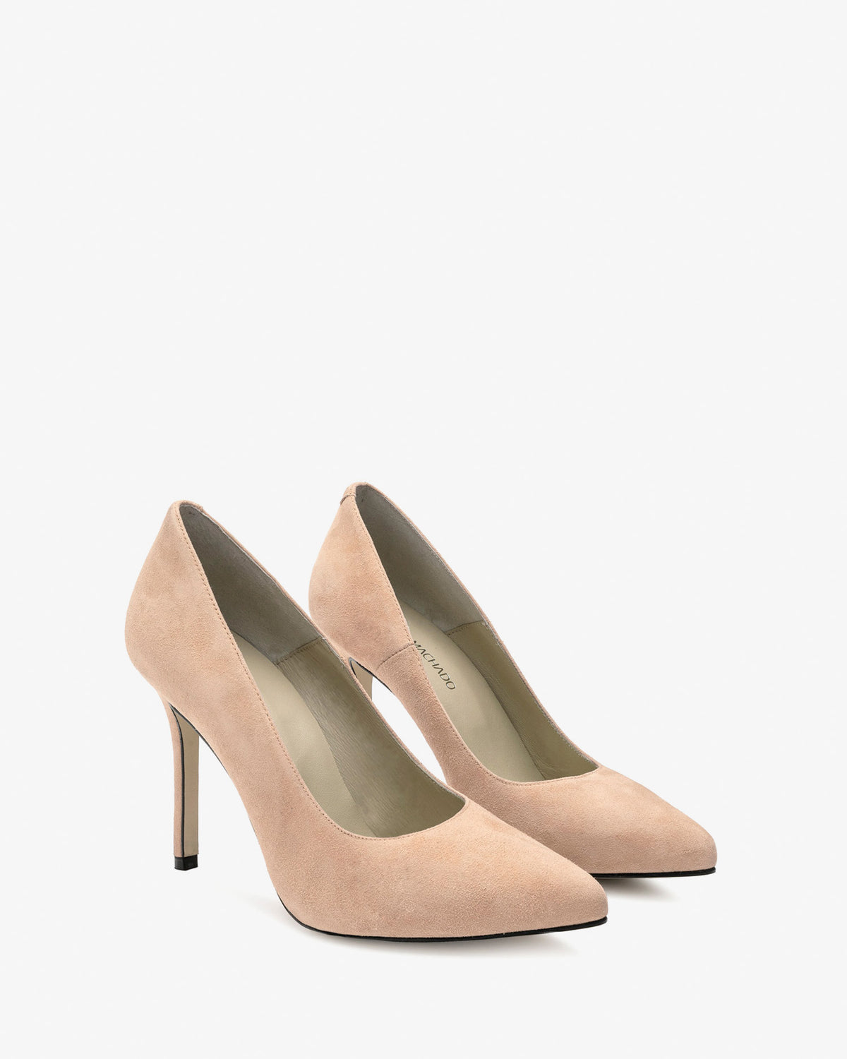 Pink suede heeled shoe