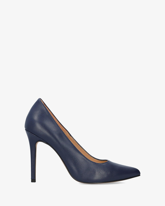 Heeled Shoes in Navy Nappa Leather