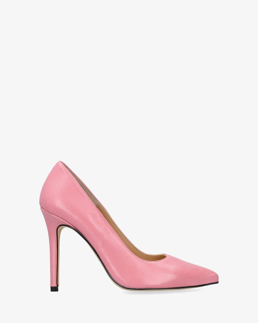 Zapato tacón en piel napa rosa