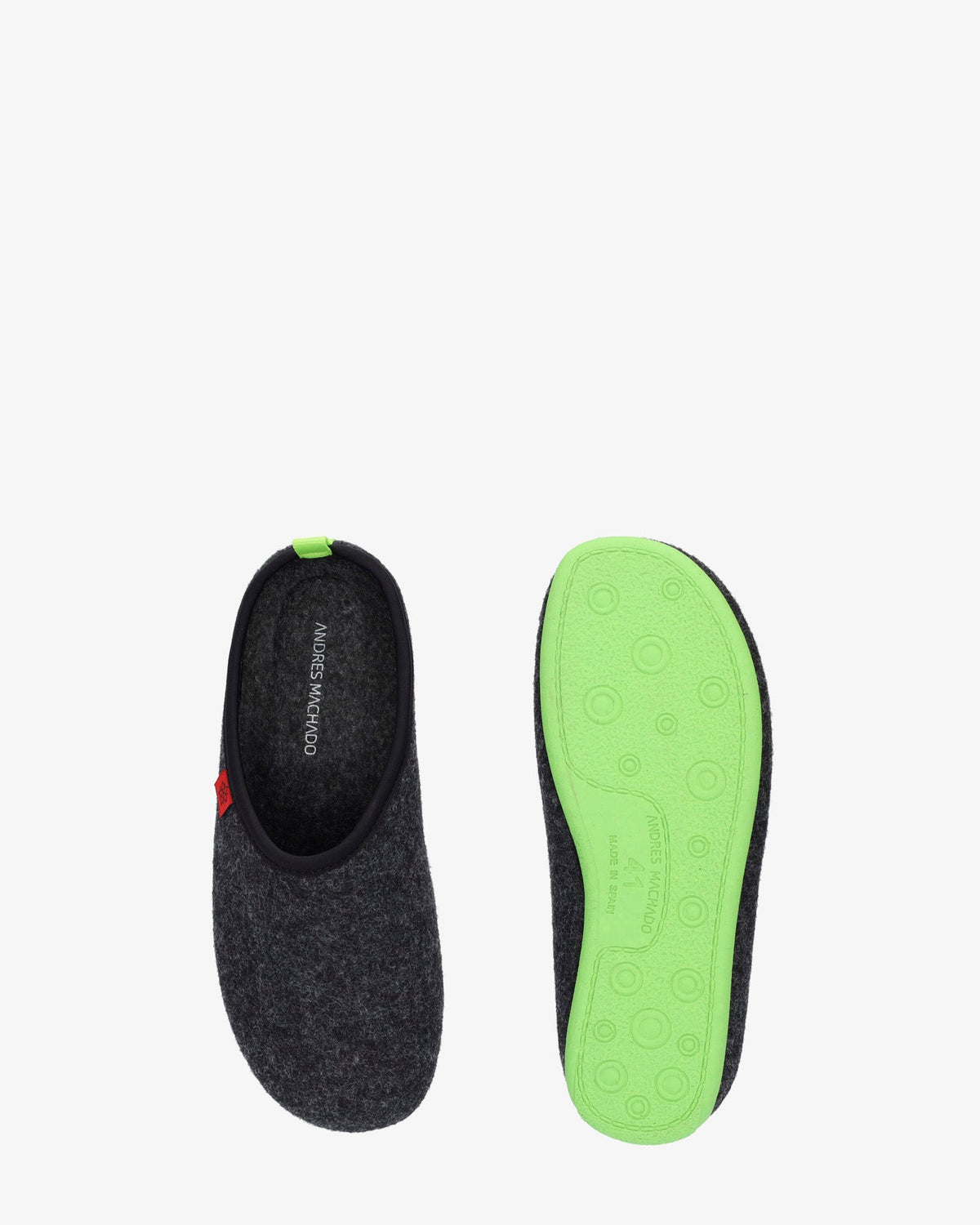 Unisex slippers in black felt fabric