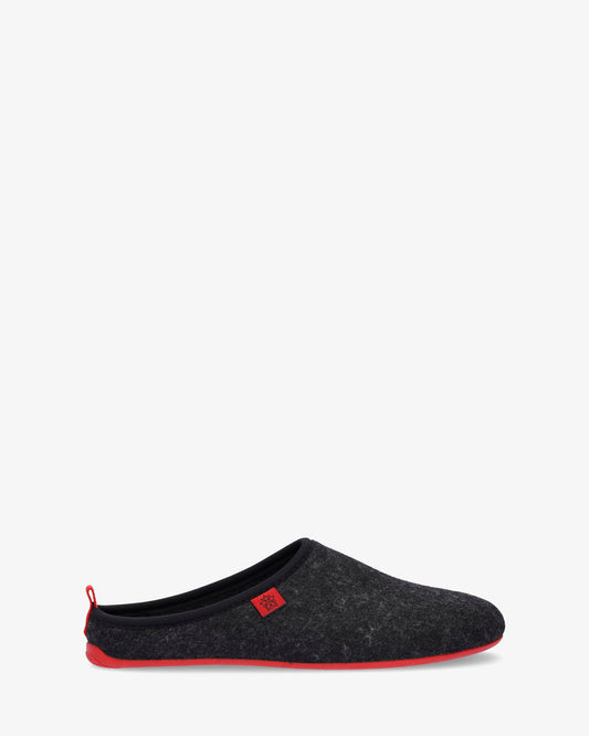 Unisex slippers in black felt fabric