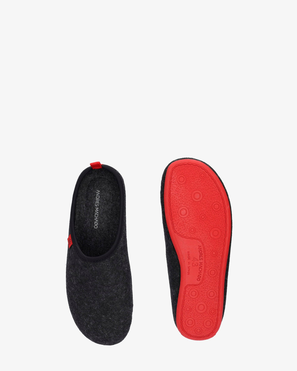 Unisex slippers in black felt fabric