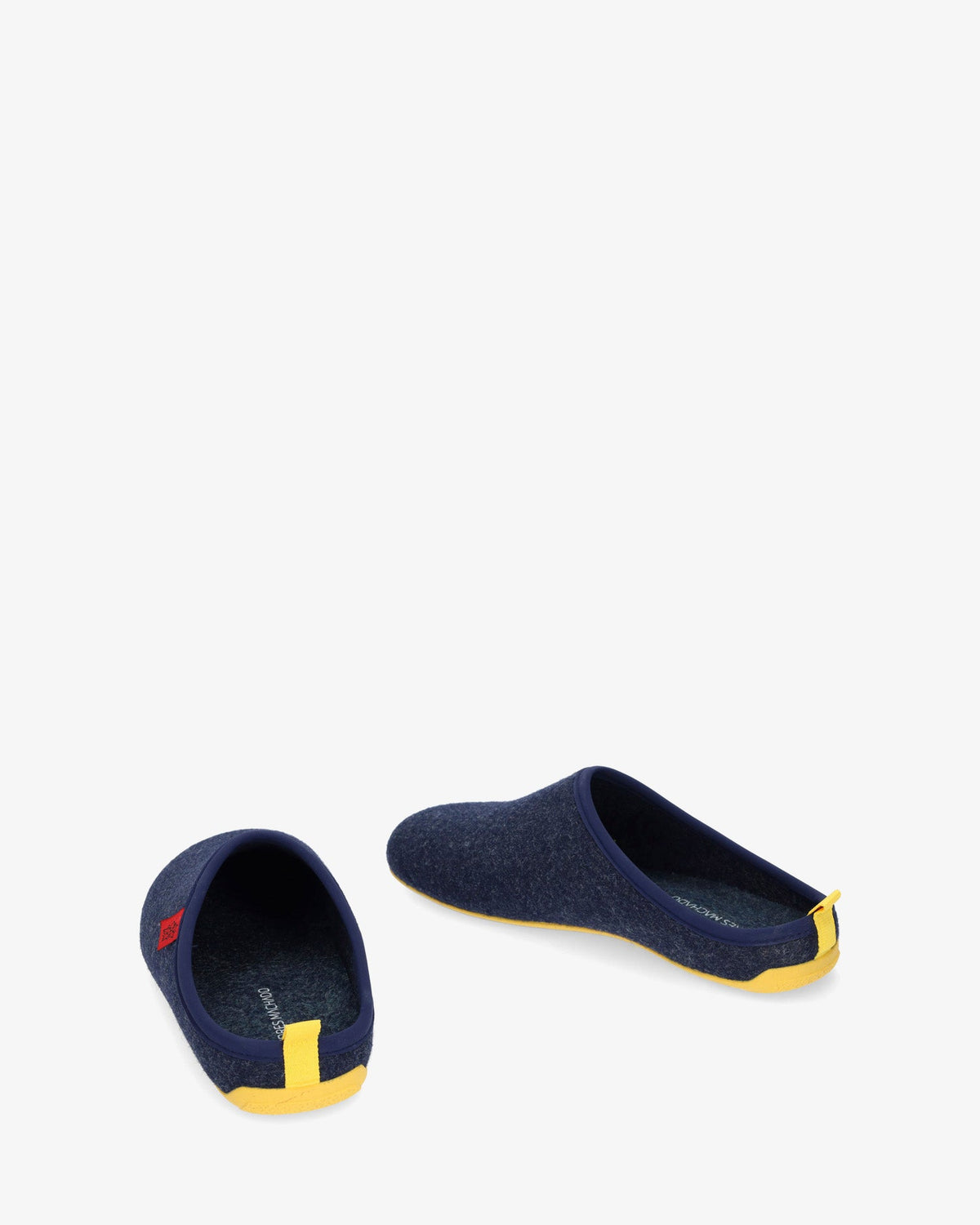 Unisex Slippers in Blue felt with Yellow sole