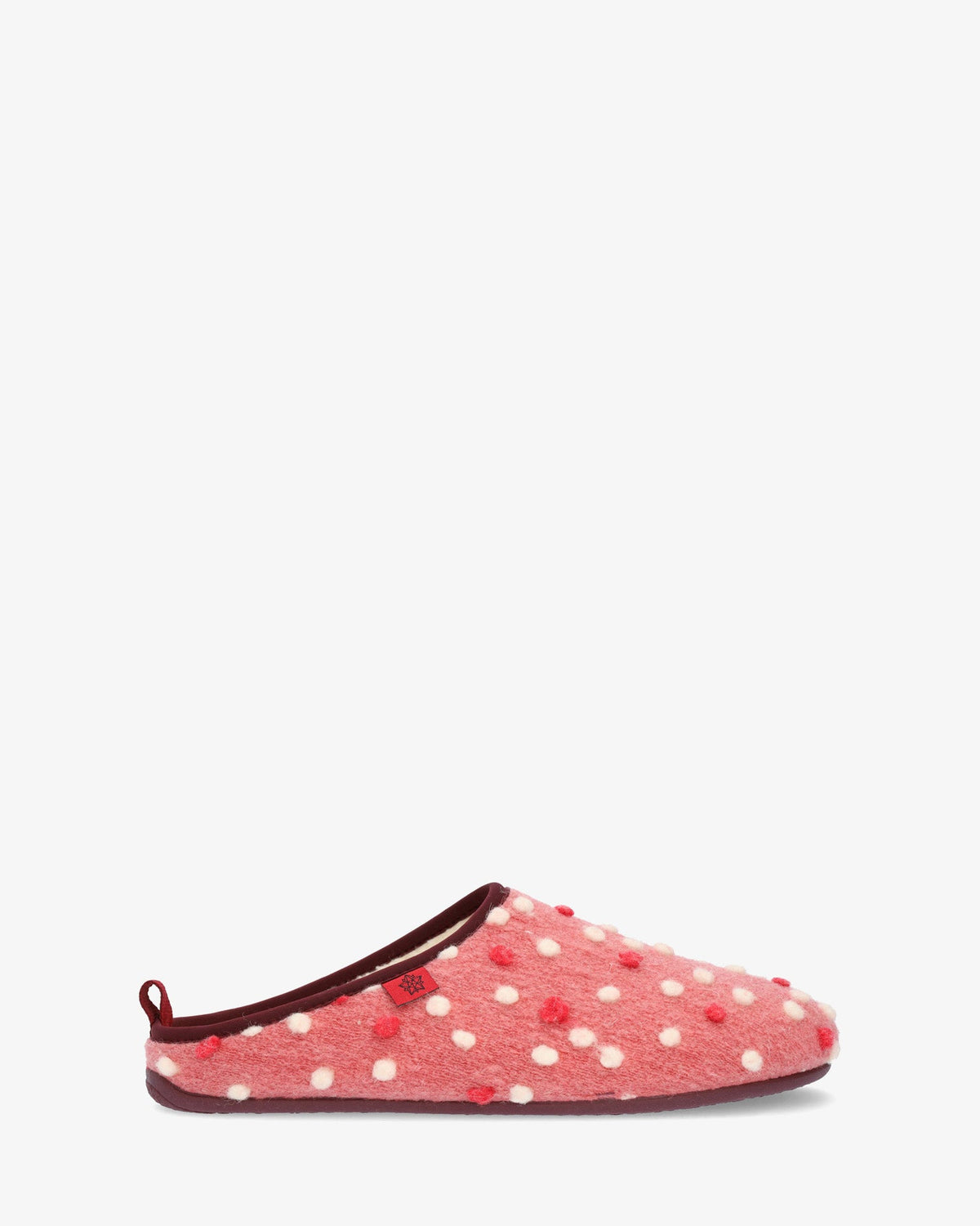 Slippers in Pink Wool with dots
