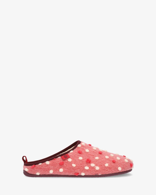 Slippers in Pink Wool with dots
