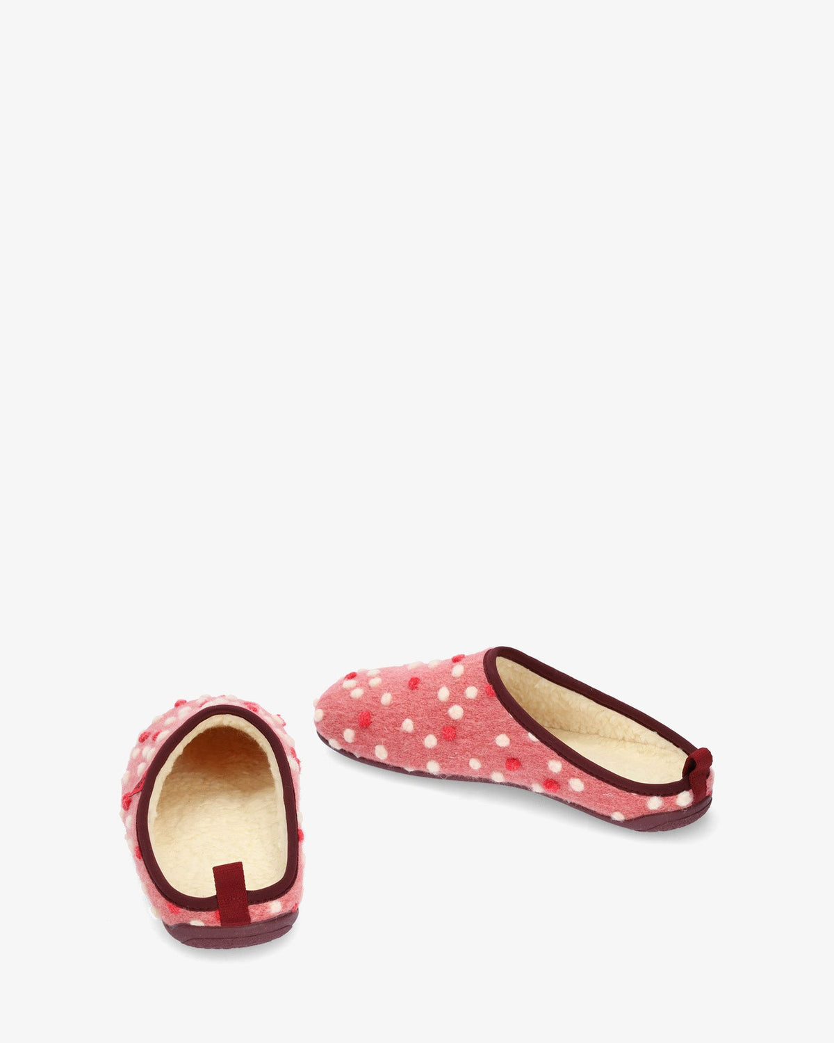 Slippers in Pink Wool with dots