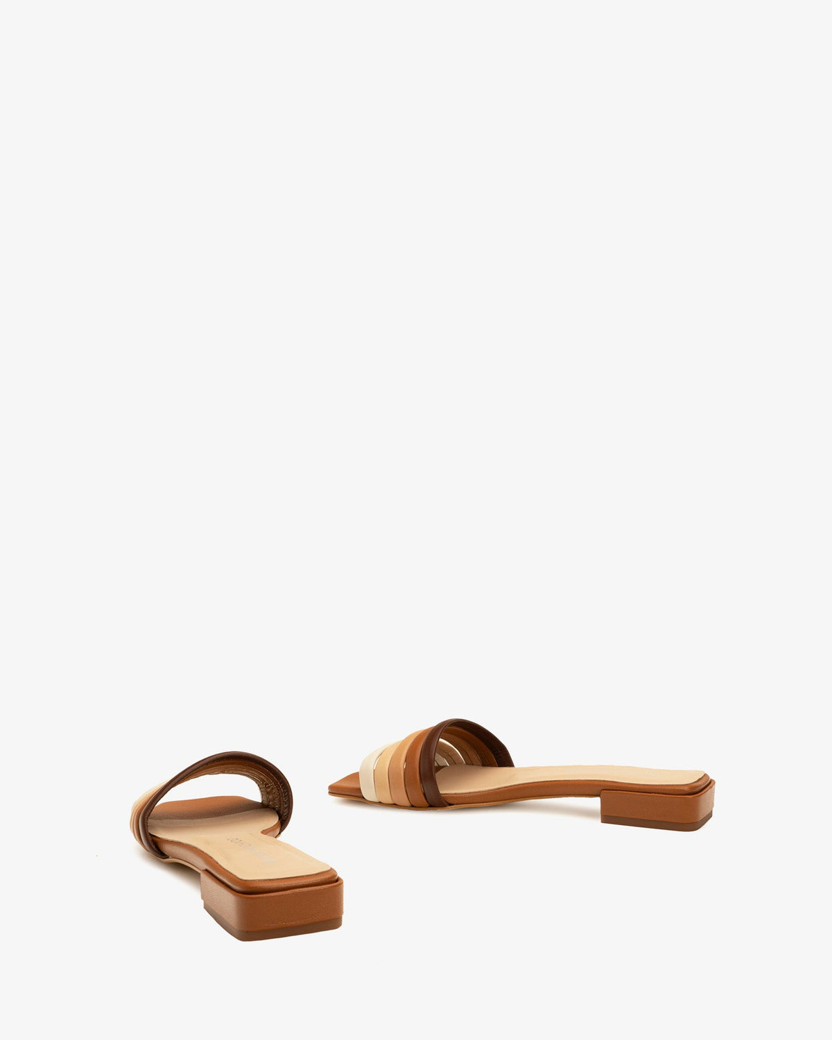 Flat Sandals in Multi-Colored Leather
