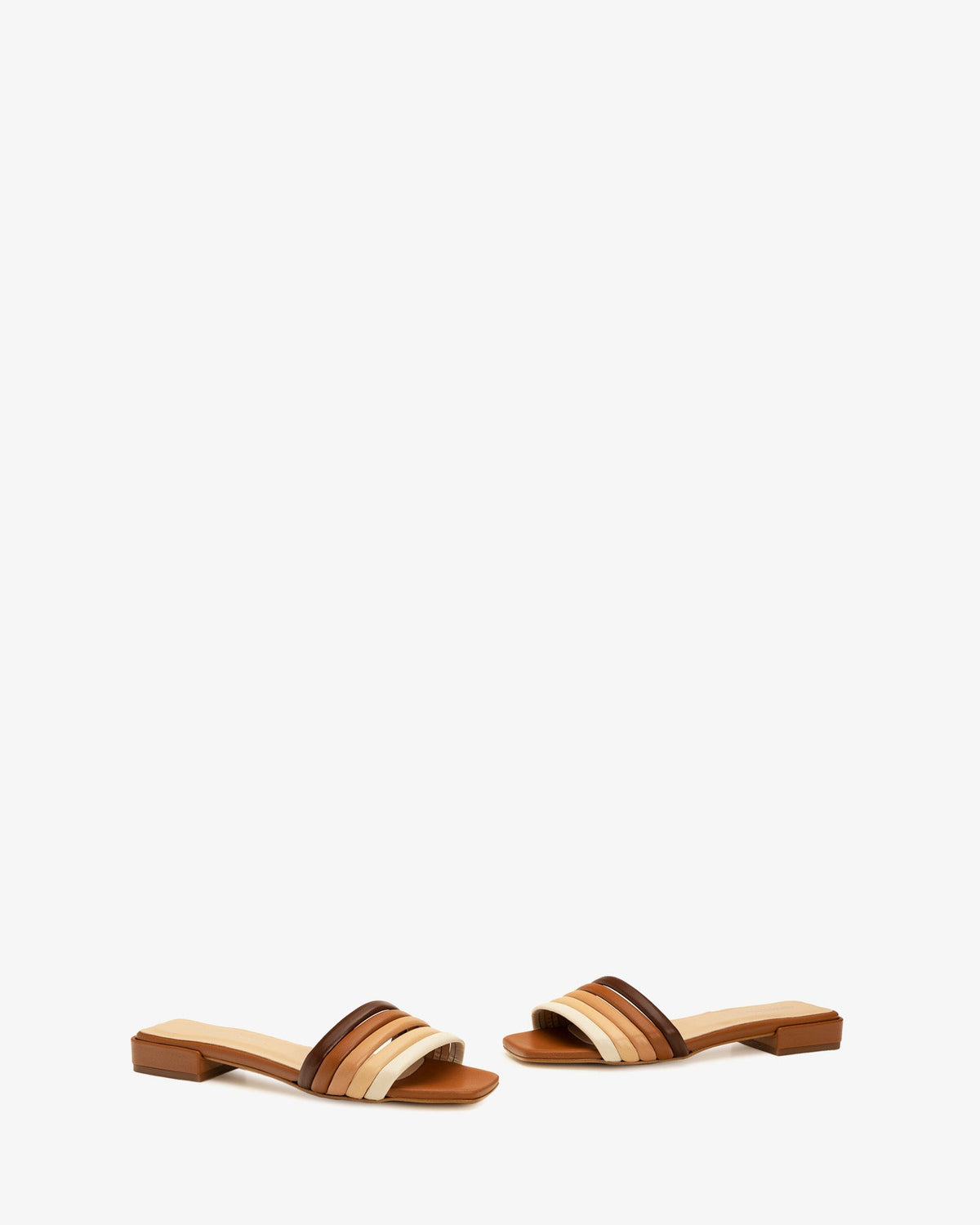 Flat Sandals in Multi-Colored Leather
