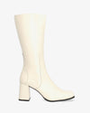 High boots in off-white leather