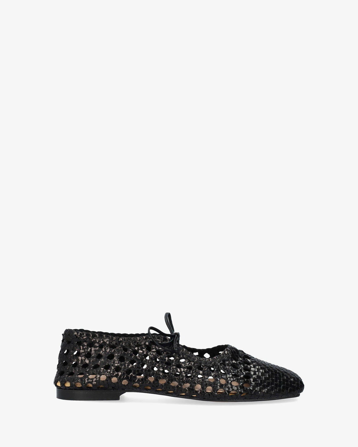 Black mesh flat ballet shoes