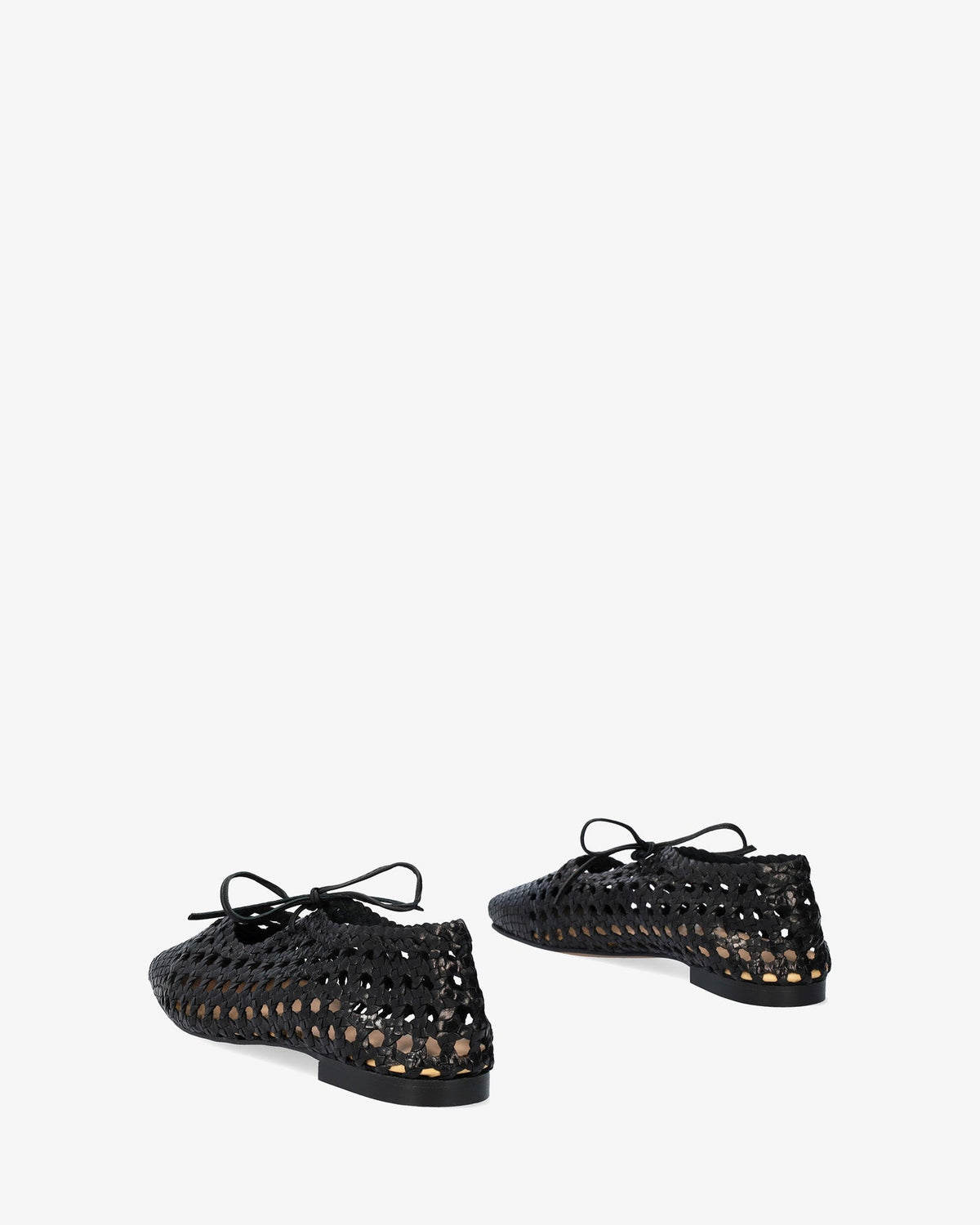 Black mesh flat ballet shoes