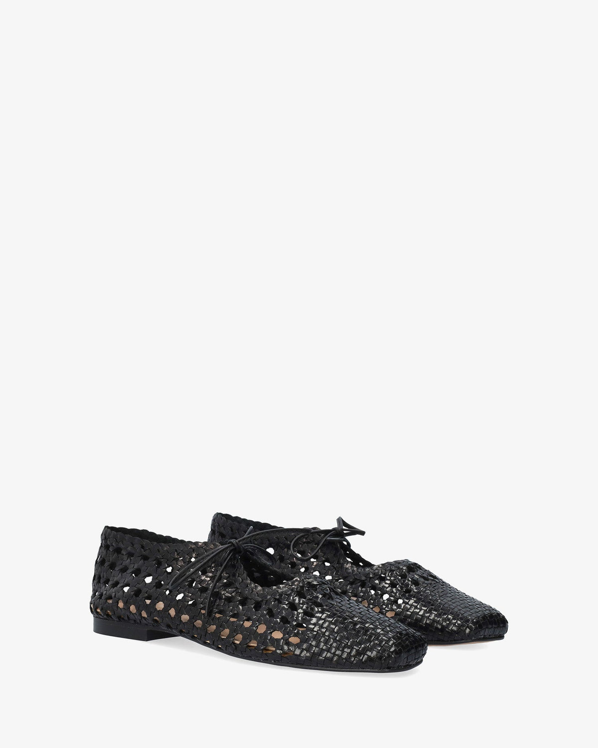Black mesh flat ballet shoes