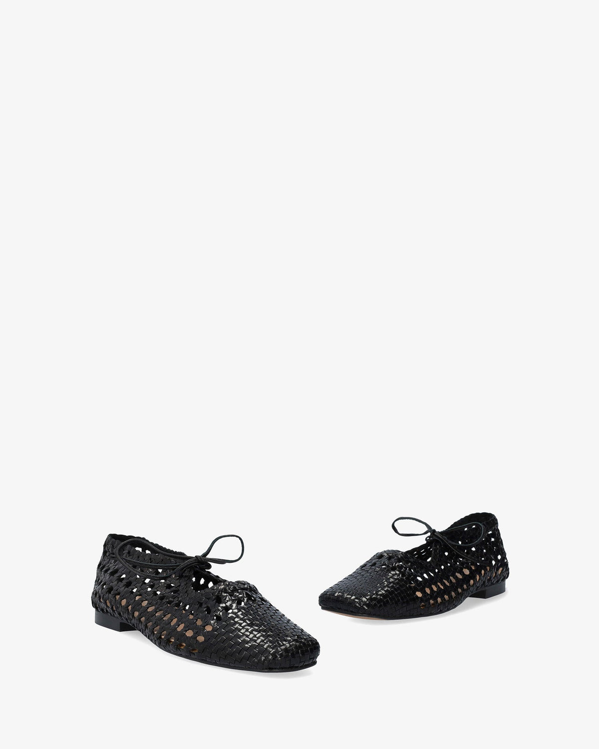 Black mesh flat ballet shoes