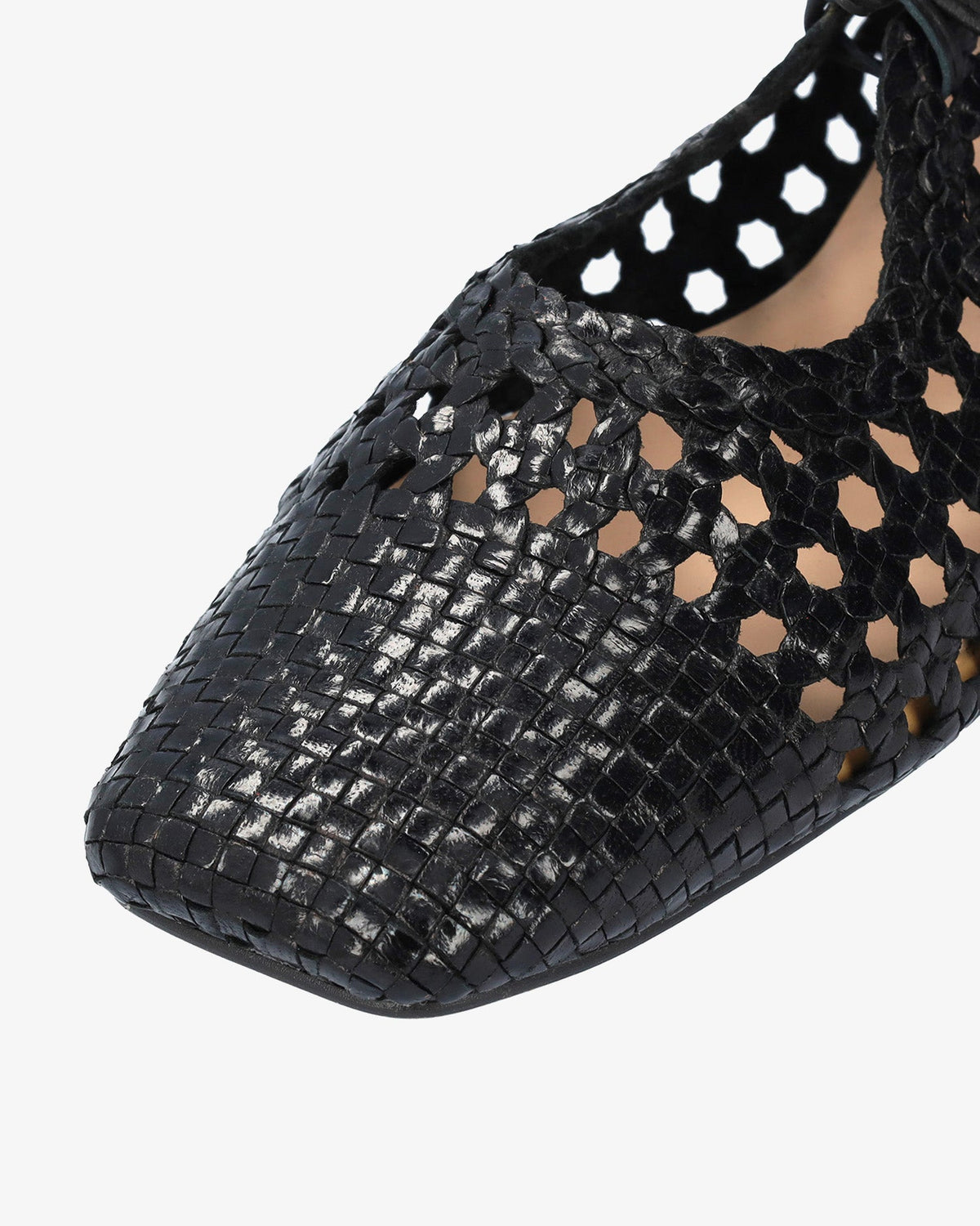 Black mesh flat ballet shoes