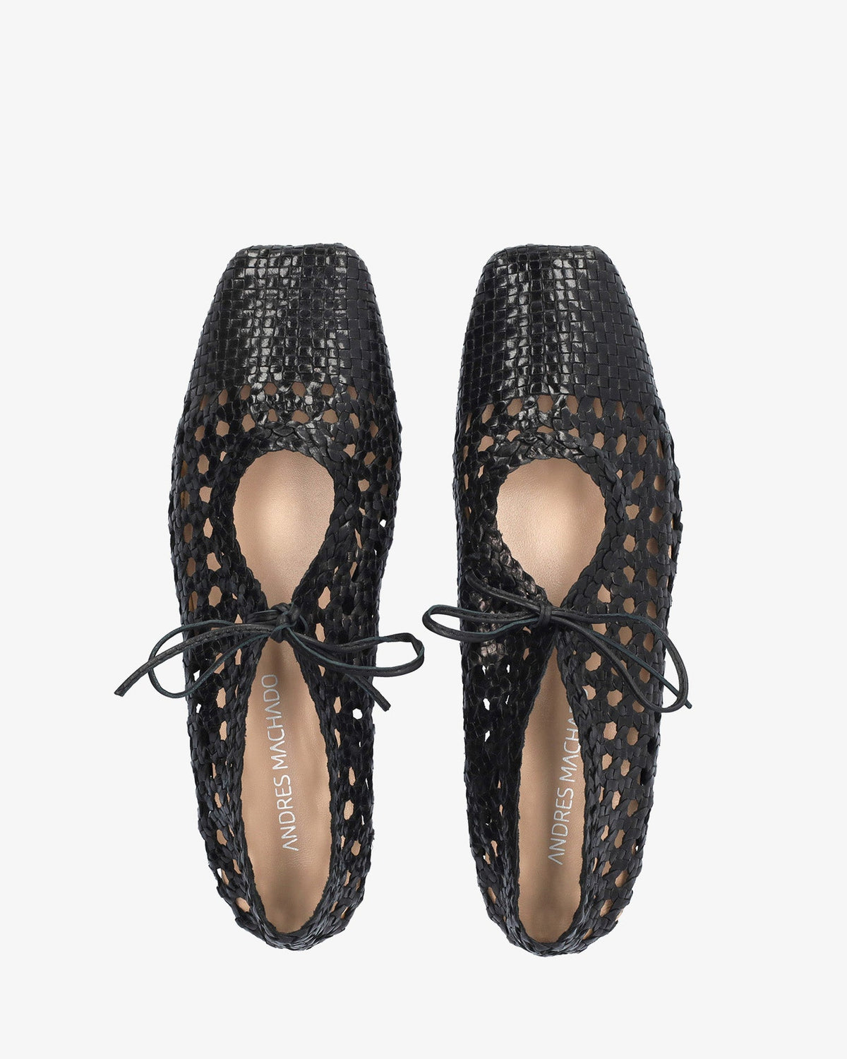 Black mesh flat ballet shoes