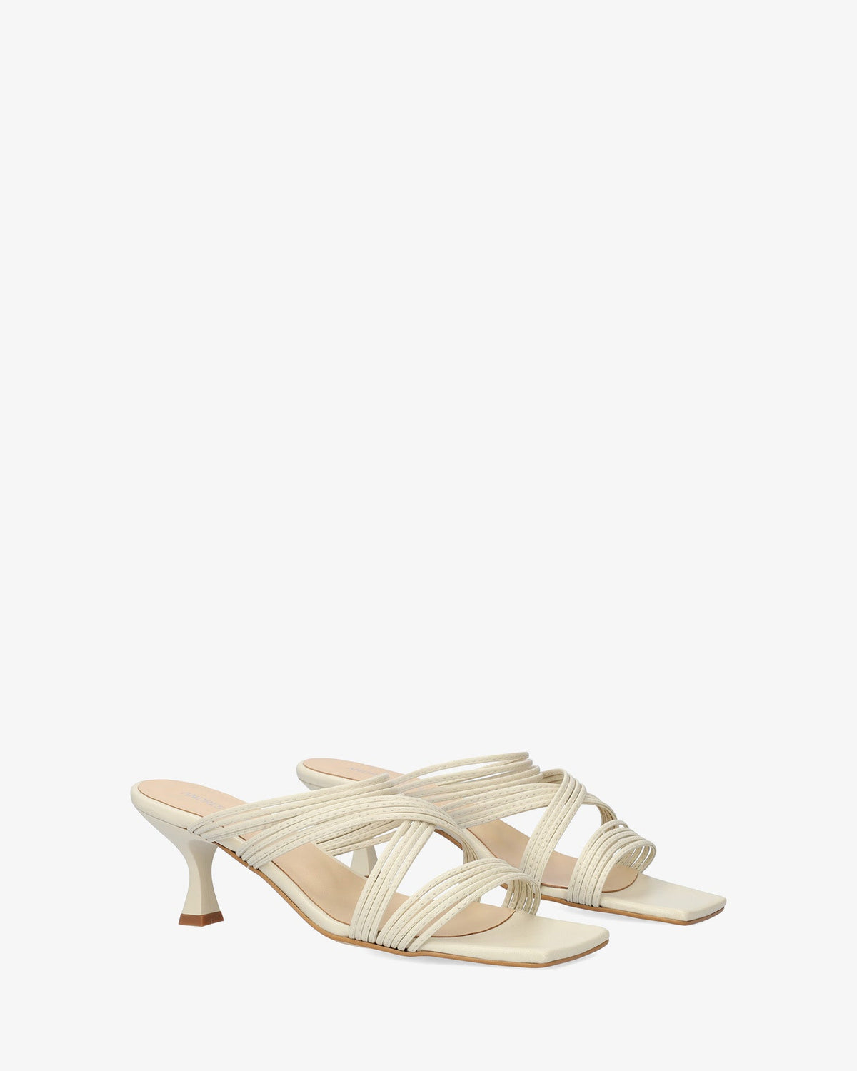 Heeled sandals in Off-white Leather