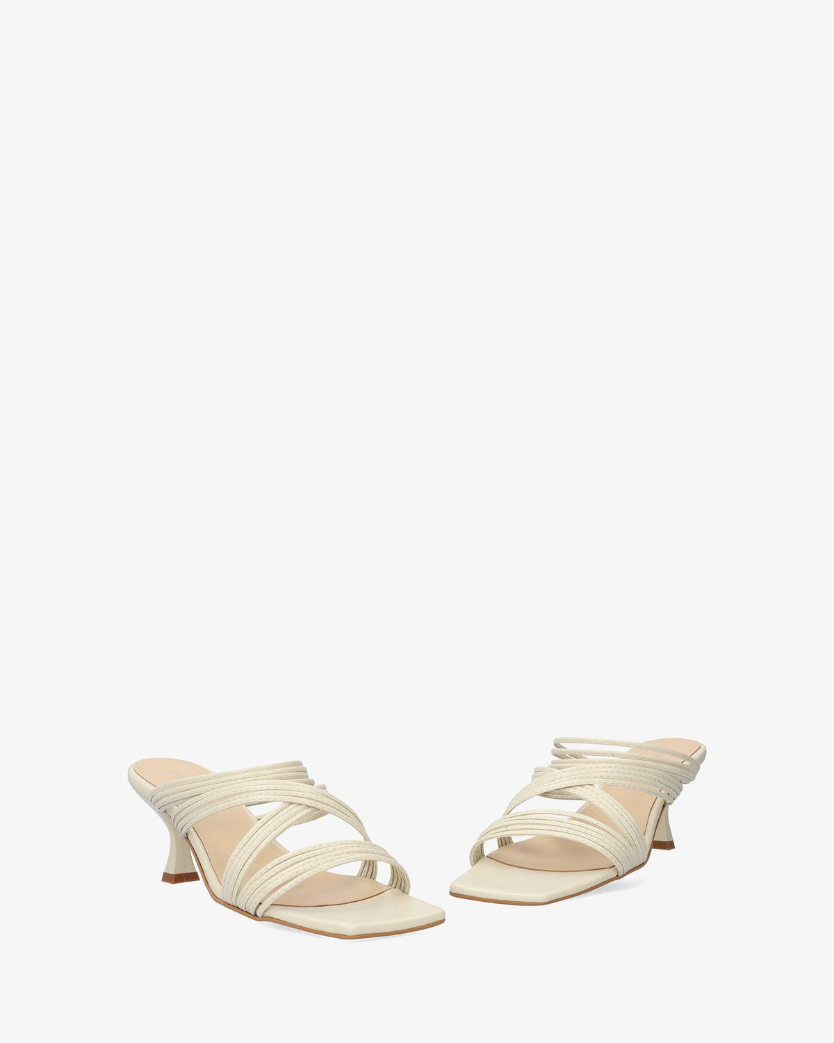 Heeled sandals in Off-white Leather
