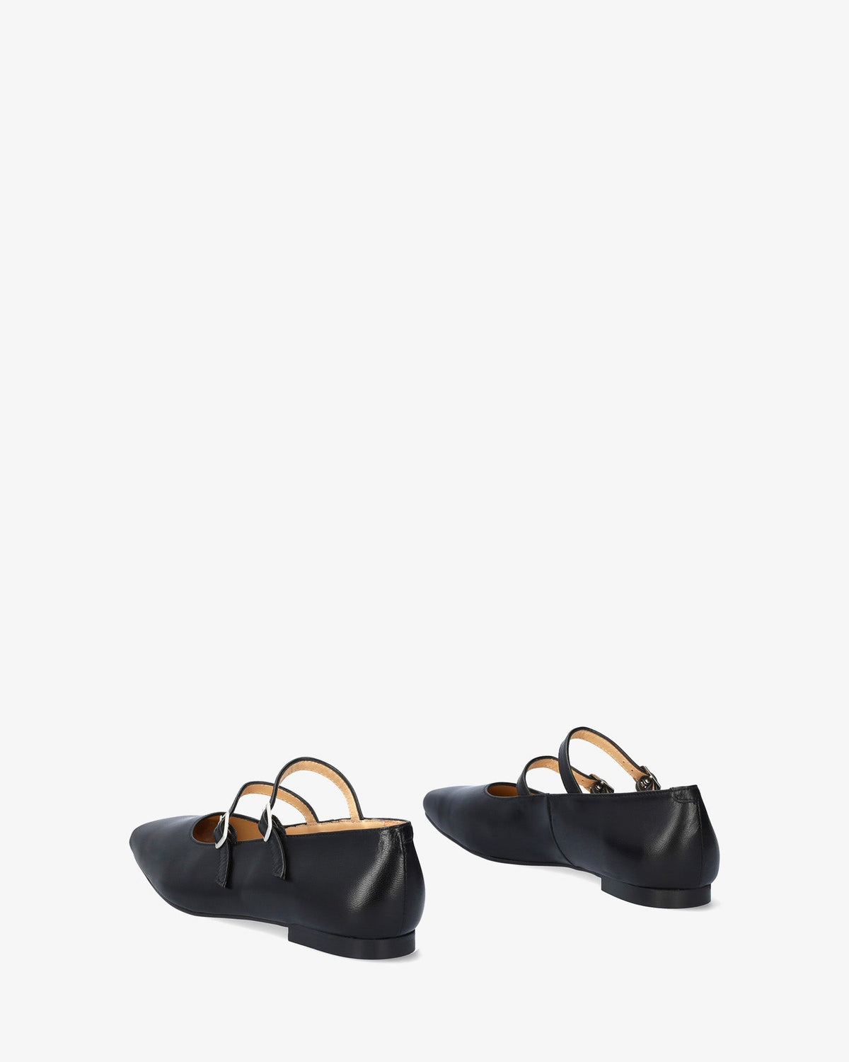 Black leather flat ballerina flat