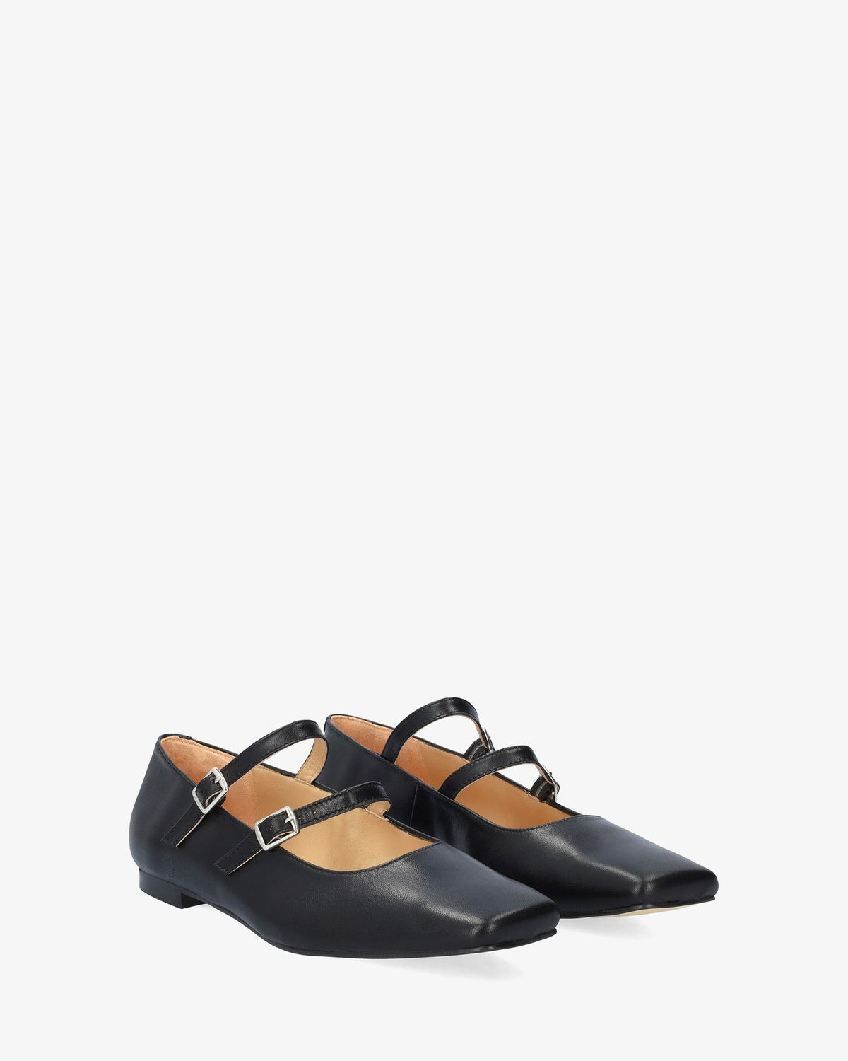 Black leather flat ballerina flat