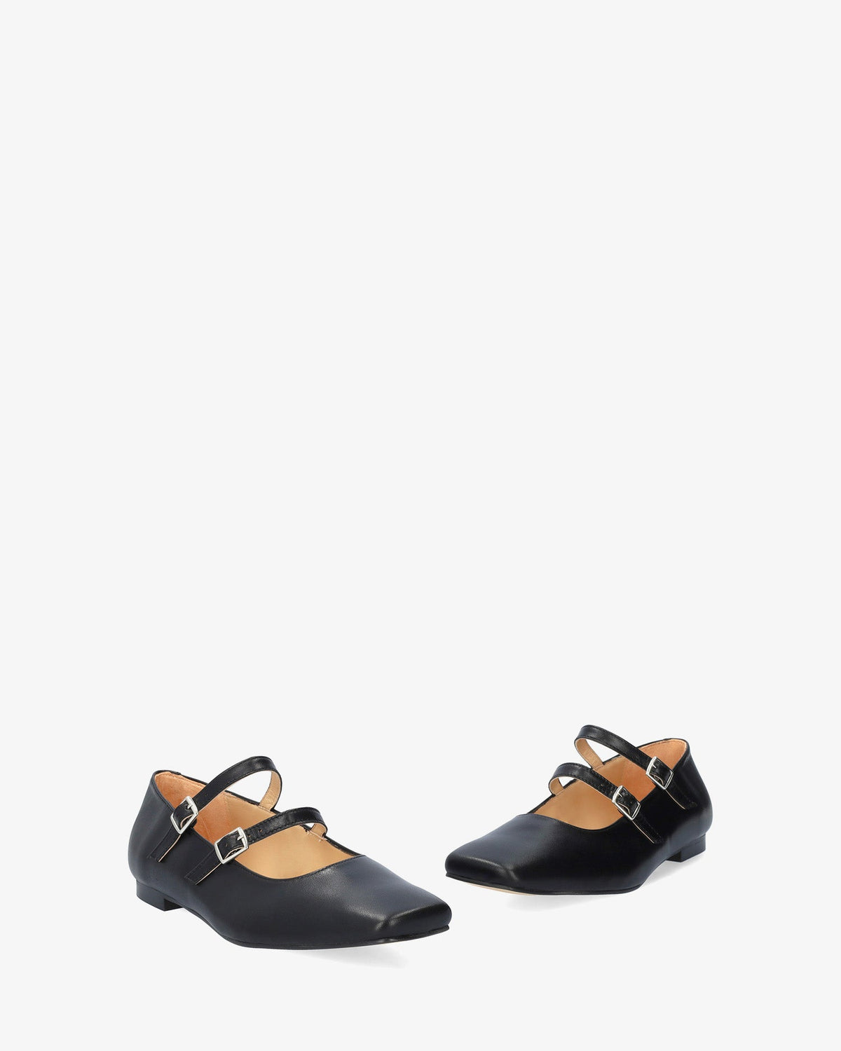 Black leather flat ballerina flat