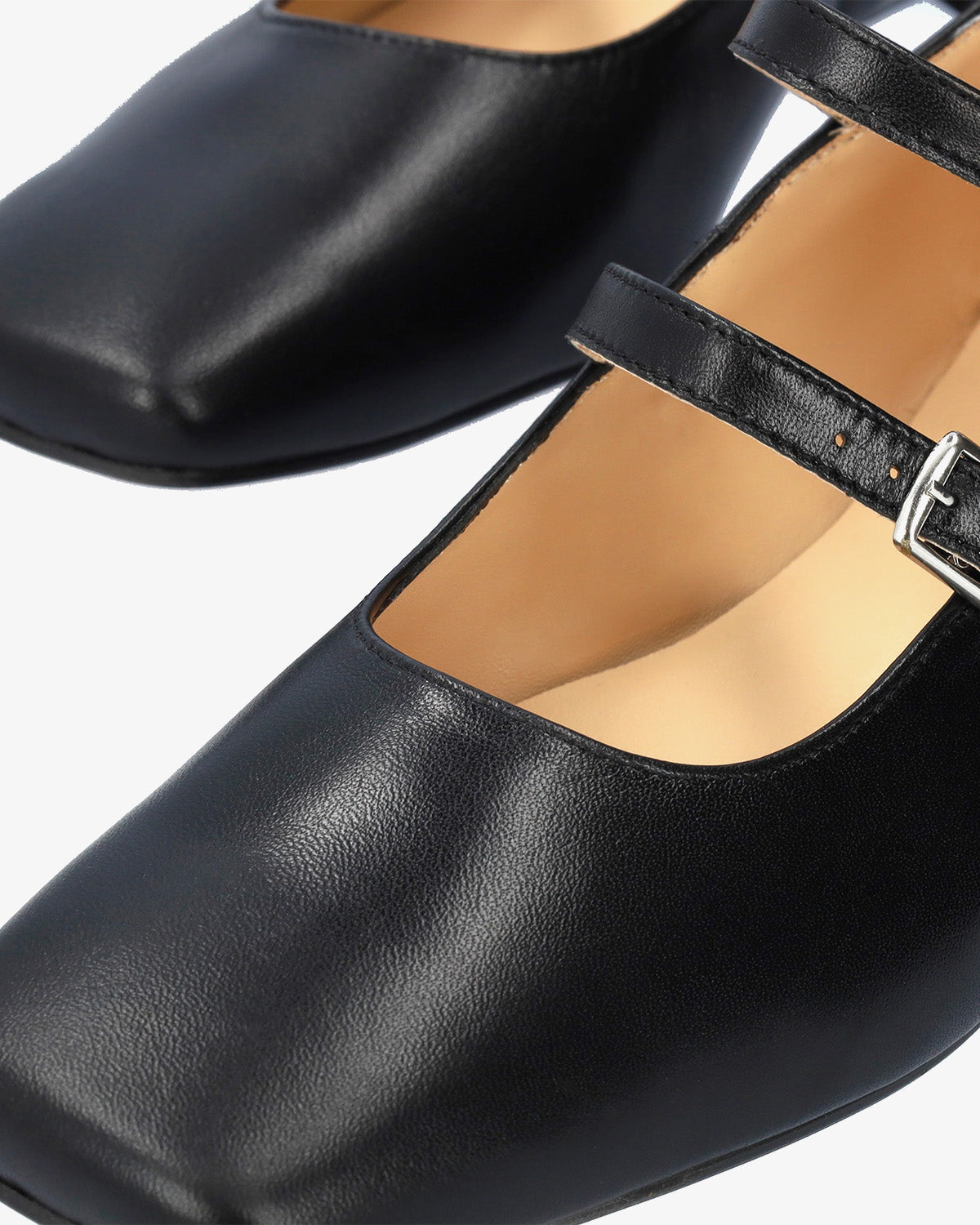 Black leather flat ballerina flat