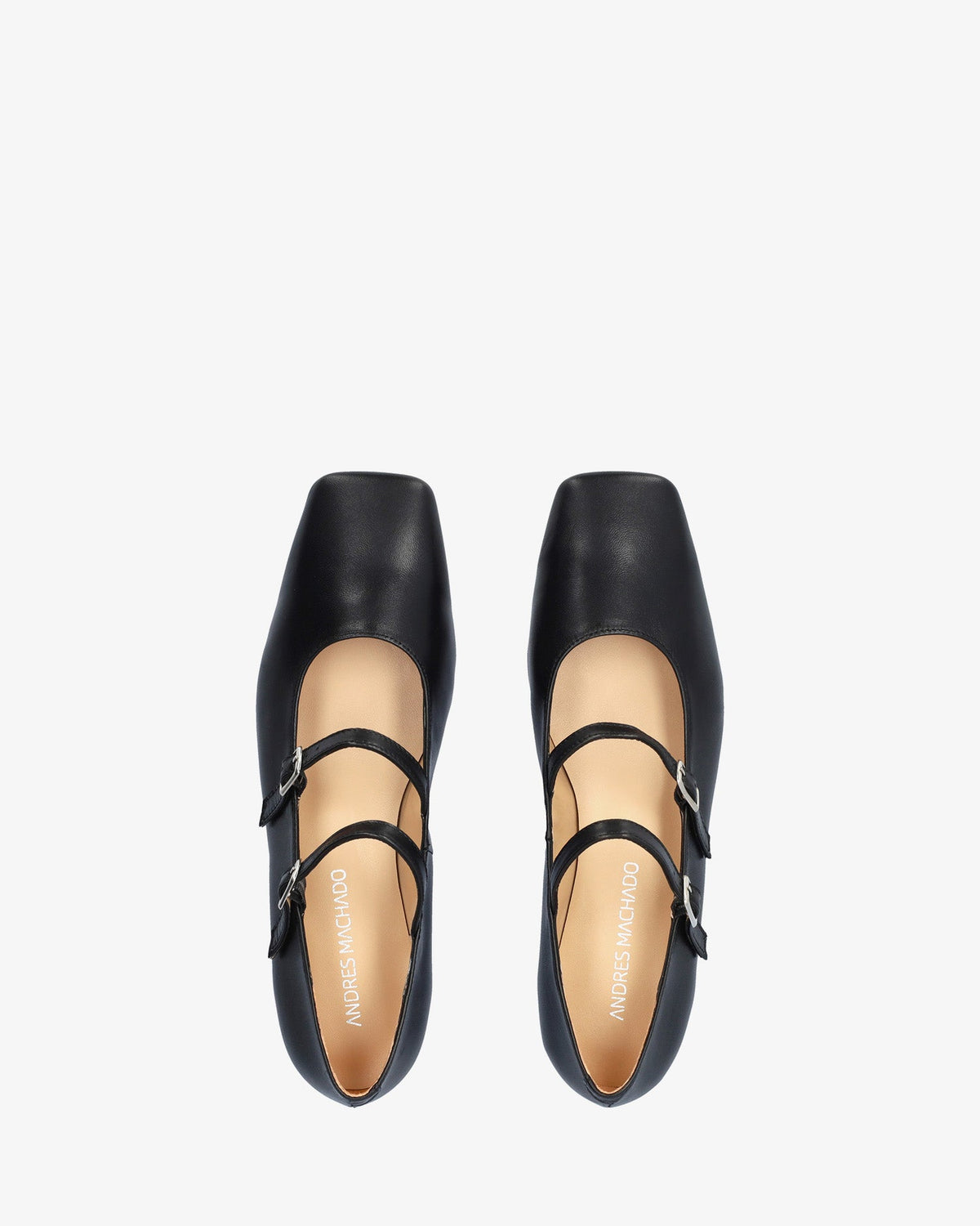 Black leather flat ballerina flat